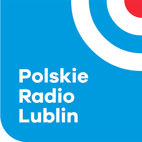 Logo Polskiego Radia Lublin – niebieskie tło z białym napisem "Polskie Radio Lublin" i graficznym symbolem koncentrycznych okręgów w kolorach białym, niebieskim i czerwonym w prawym górnym rogu.